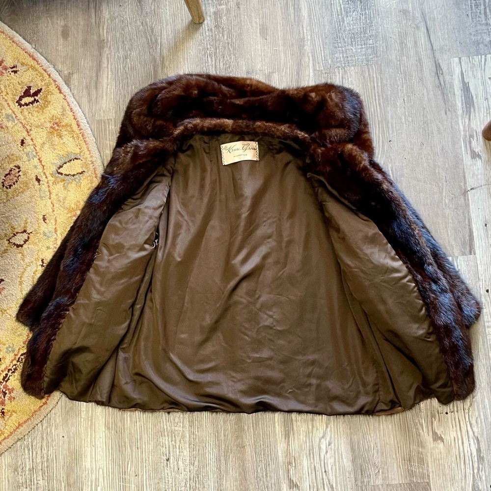 Vintage Brown German Kruse Gross Minneapolis High End Brown 100% Mink Fur Coat - Picture 14 of 15